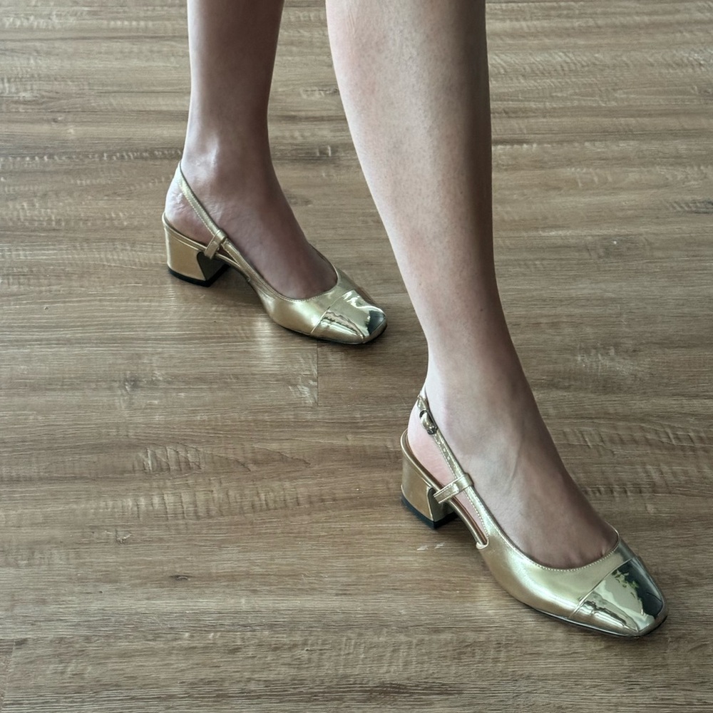 Gold kitten heel